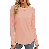 YUCOLEN Womens Tunic Tops Long Sleeve Shirts to Wear with Leggings Loose Fit Crewneck Curved Hem Basic Casual