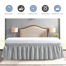 FreshCulture Queen Bed Skirt, Elastic Wrap Around