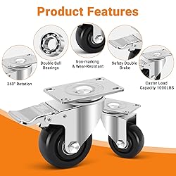 W B D WEIBIDA 3 Inch Caster Wheels, Casters Set of