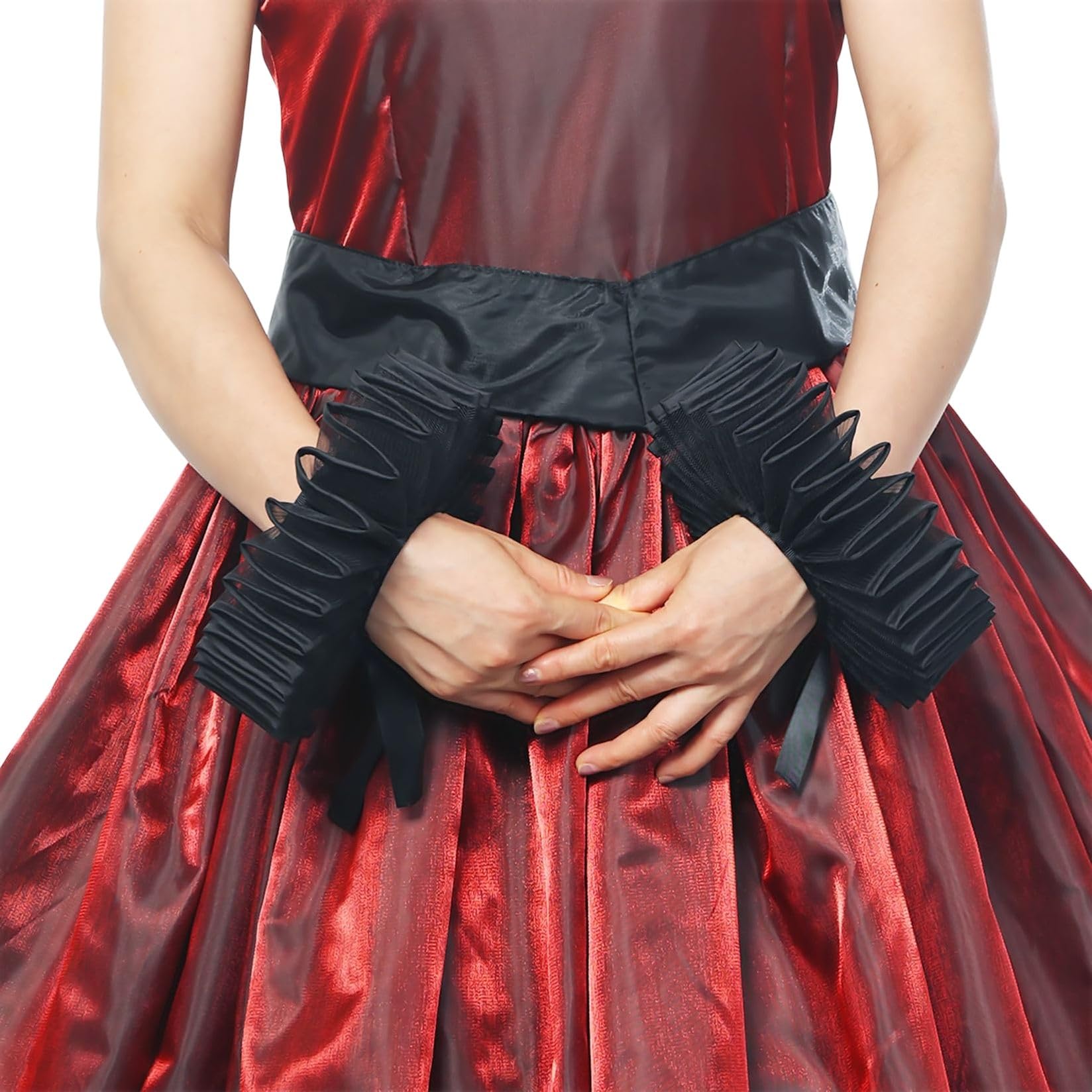 BPURB 2 Pieces Renaissance Tudor Elizabethan Ruffled Wrist Ruffs Clown Hand Cuff Arm Bands Victorian Costume Fancy Dress Accessories for Halloween Carnival