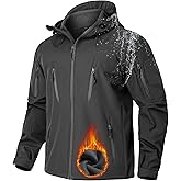 NAVEKULL Men's Tactical Jacket Waterproof Softshell Fleece Lined Hooded Coats Outdoor Hiking Windbreaker