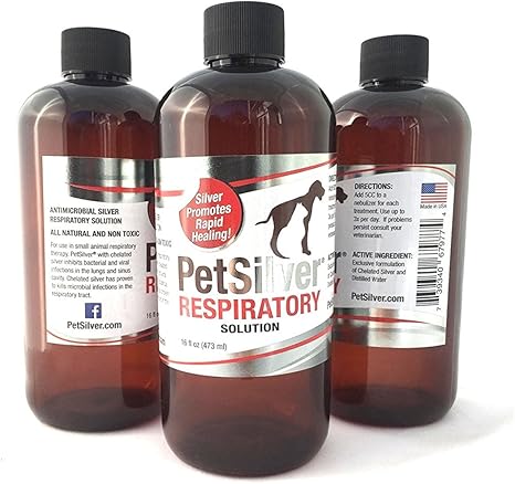 Petsilver Respiratory Solution With Chelated Silver For Cats And Dogs Made In Usa Use With Nebulizer Or Syringe Fragrance And Flavor Free Pet Supplies Amazon Com