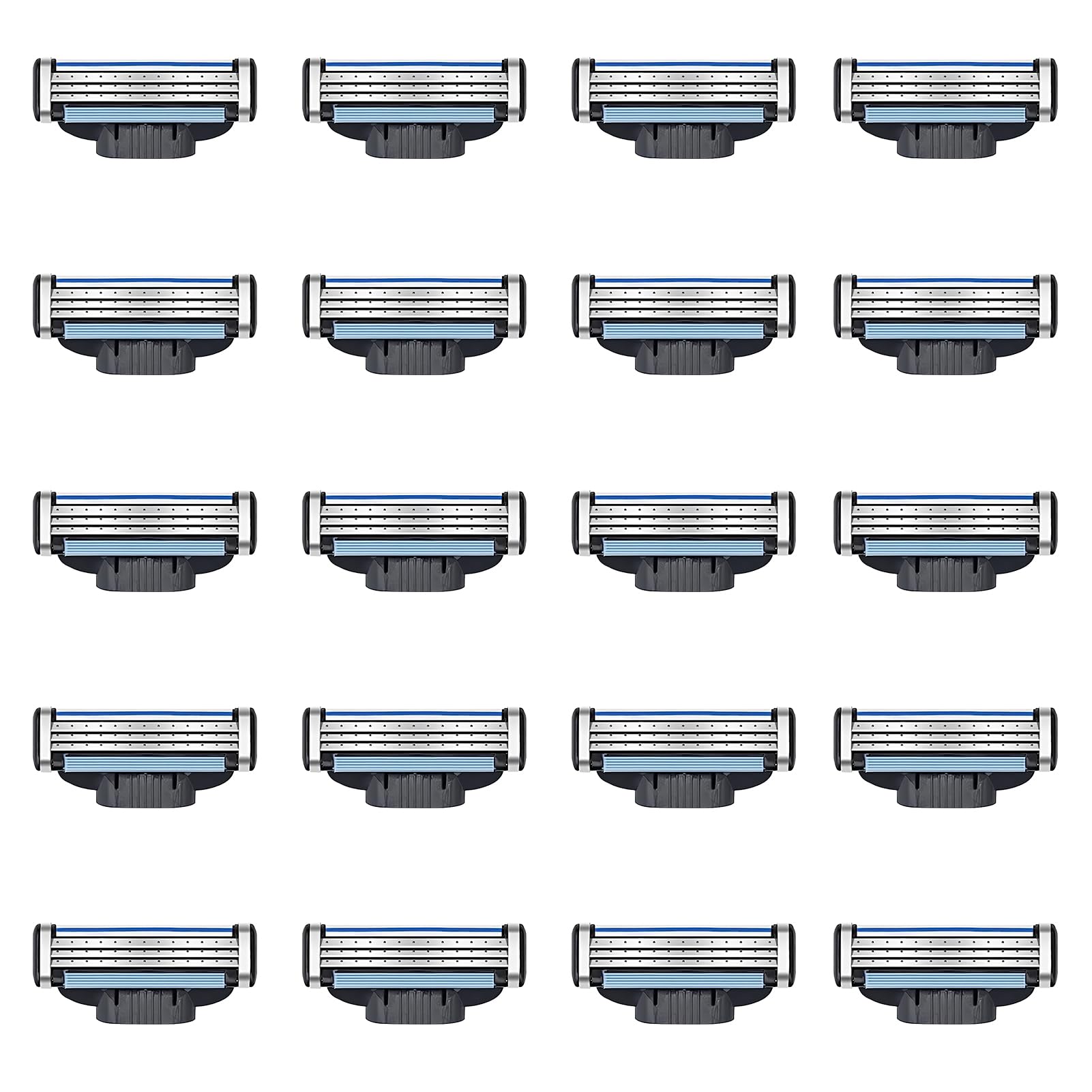 20pcs Razor Blades Compatible with Gi-llette Razor Blades Refills Men Razor Dual-Layer Lubricating Strip Elastic Sensor Replacement Blade for Male Men Father Boyfriend