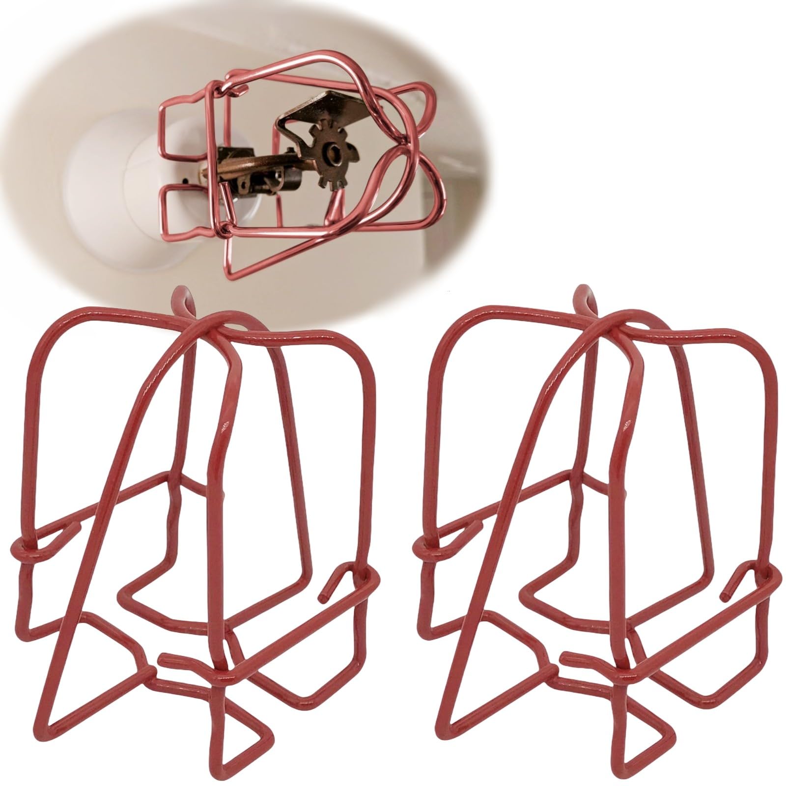 Happy Tree (2 Pack) 1/2" IPS Red Fire Sprinkler Head Guard Cover for Pendent & Upright & Horizontal Sidewall Head - Double Hook Fire Sprinkler Head Cover Cage