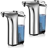 PZOTRUF Automatic Soap Dispenser, Touchless Dish Soap Dispenser 17oz/500ml with Upgraded Infrared Sensor, 5 Adjustable Soap Dispensing Levels, Liquid Hand Dispenser for Bathroom (Silver Set)