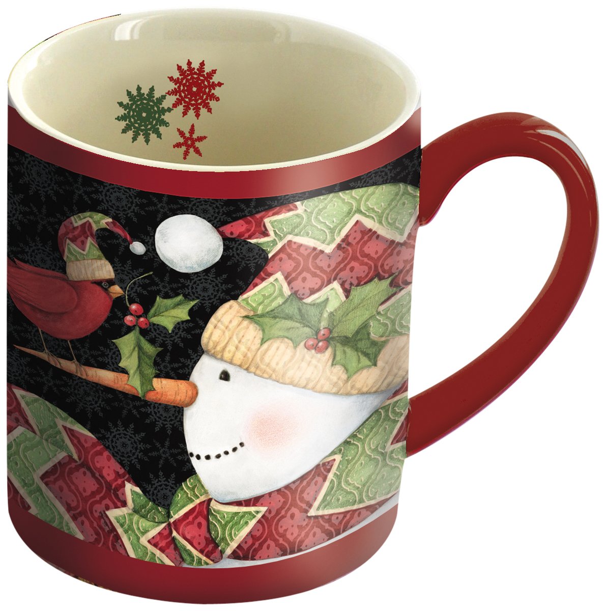 LANG - 14 oz. Ceramic Coffee Mug - Cardinal On Nose Snowman Art by Susan Winget - Christmas Holiday