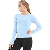 MathCat Seamless Workout Shirts for Women Long Sleeve Yoga Tops Sports Running Shirt Breathable Athletic Top Slim Fit XS-XL
