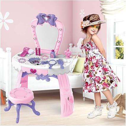 Amazon Com Pretend Play Kids Vanity Table Little Girls Hair