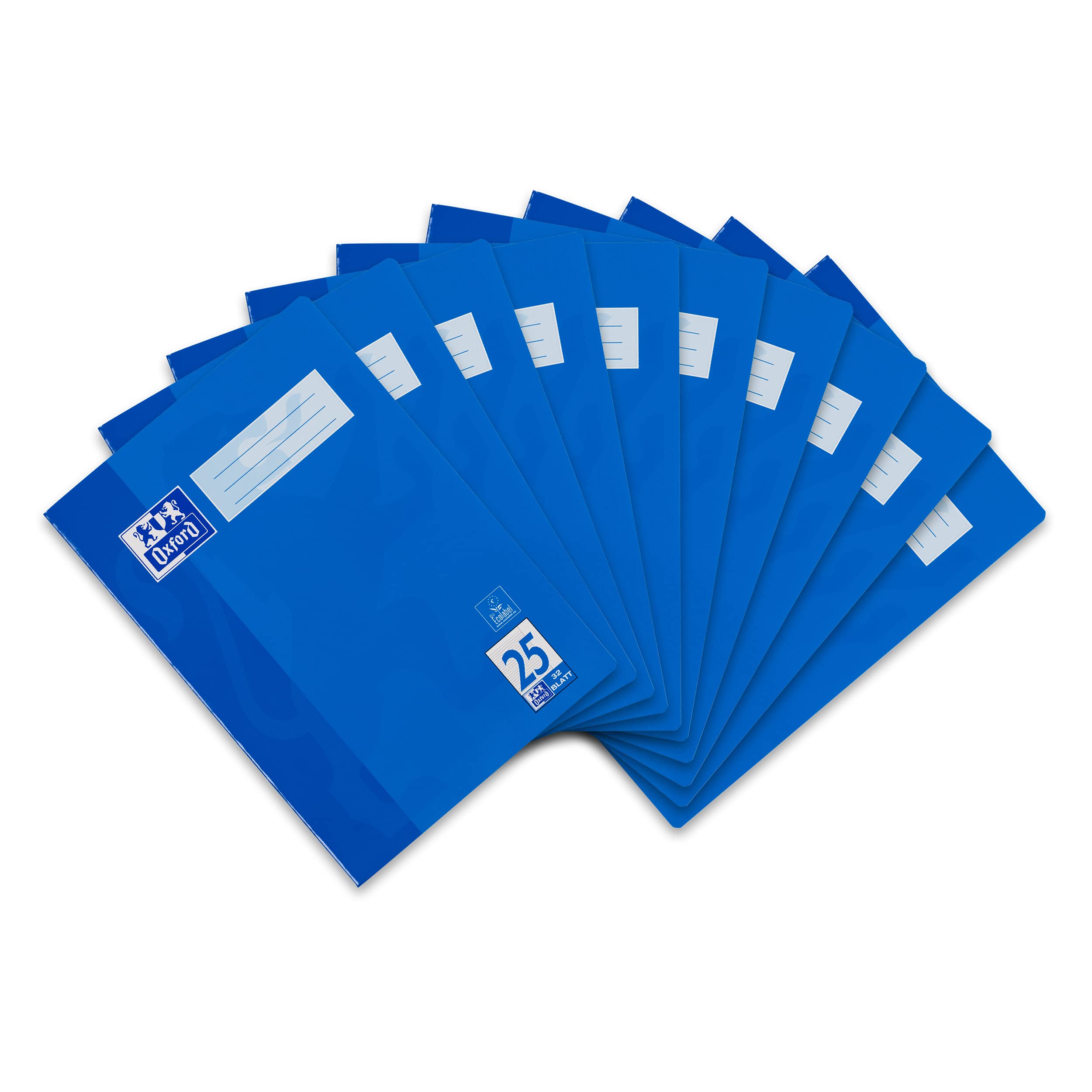 Oxford A4 School Exercise Book - 32 Pages 90 g/m² - Optic Paper Ruling 25 - Lined with Margin Pack of 10 Pack of 10