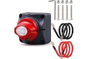 SUNMORN Battery Disconnect Switch, 2PCS 1.65FT 6 AWG Battery Cables with 3/8" Lug 1PCS Hex Key Battery Disconnect, RV Car Marine Boat Heavy Duty, DC 5-60V Cut Off