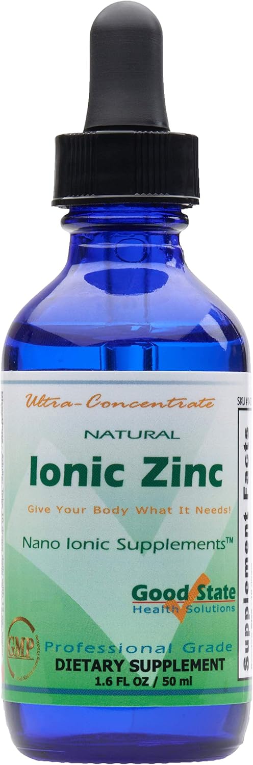 Good State Natural Ionic Zinc | Liquid Concentrate | Nano Sized Mineral Technology | Professional Grade Dietary Supplement | 1.6 fl oz Glass Bottle (50 mL): Health & Personal Care