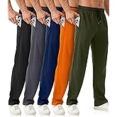 OZYJD Mens Sweatpants with Zipper Pockets 5 Pack Mens Joggers for Men Open Bottom Mesh Athletic Pants for Workout,Running
