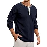 Men's Henley Shirt Long Sleeve Soft Stretch Button T-Shirt Casual Stylish Henley Pullover Shirts