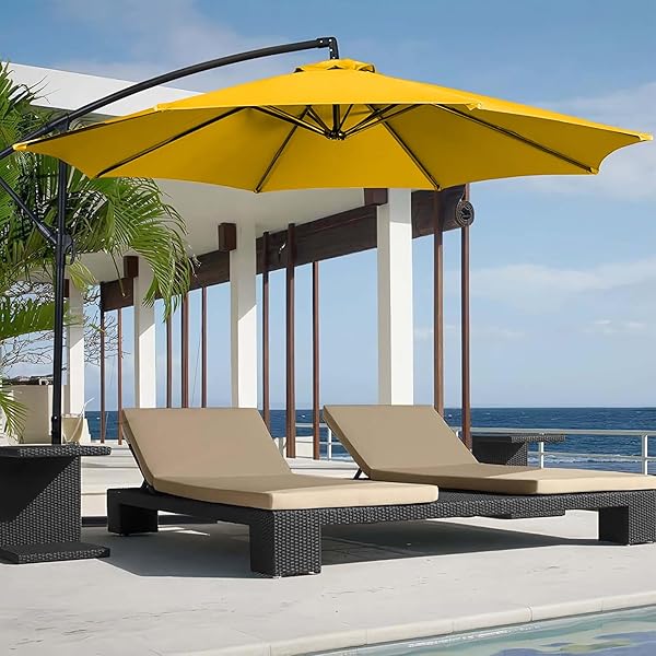 GLDDFDG 10FT PATIO UMBRELLA REPLACEMENT CANOPY 8 RIBS, WATERPROOF & FADE RESISTANT MARKET UMBRELLA COVER, THICKENED POLYESTER FABRIC FOR BACKYARD, GARDEN AND POOL (CANOPY ONLY) (YELLOW)