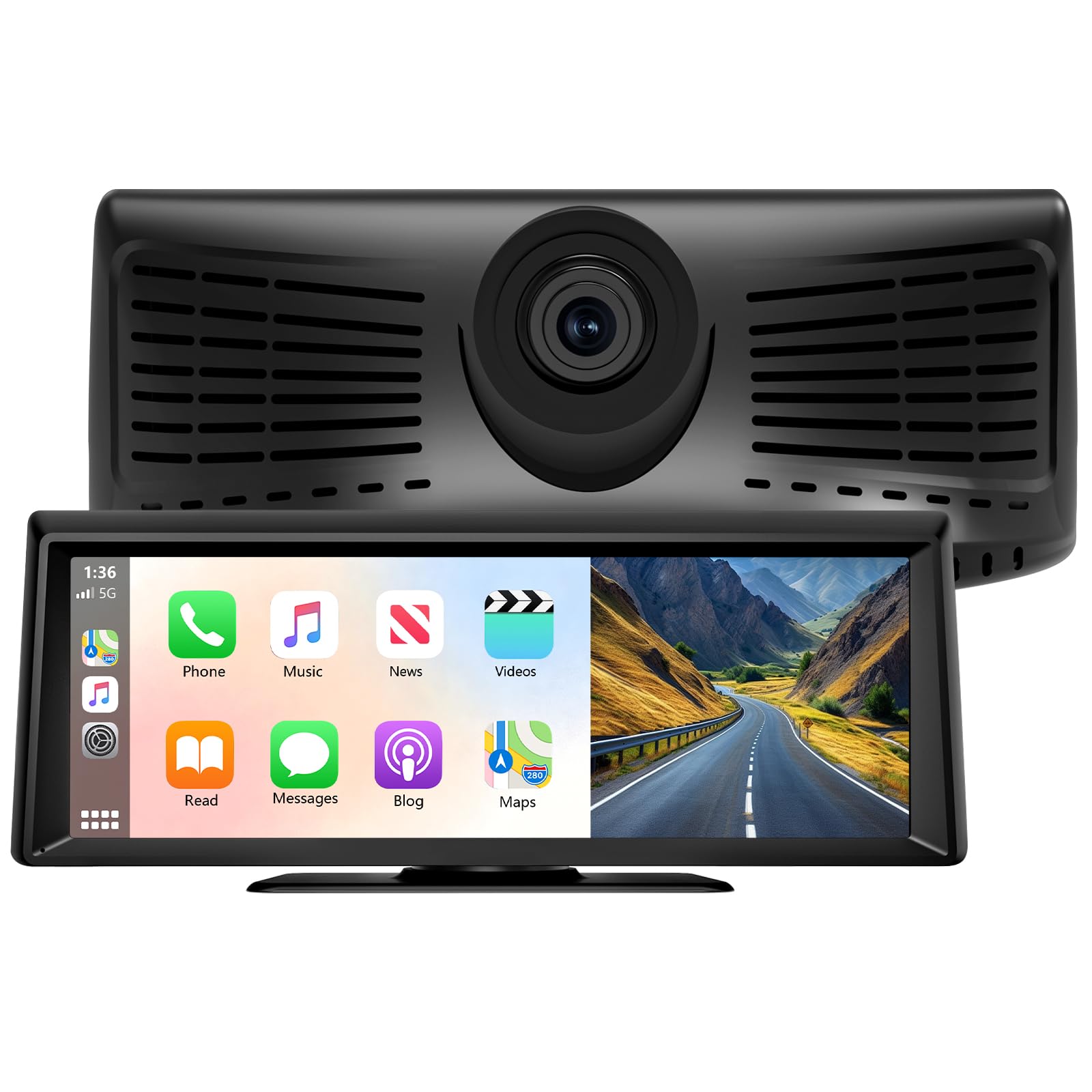 Photo 1 of 8.1" Portable Wireless Carplay Screen for Car, 2K Dash Cam & 1080P Backup Camera, Touchscreen Car Stereo with Apple Car Play/Android Auto, GPS, Bluetooth, Mirror Link, Voice Control for All Vehicles