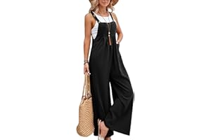 Zontroldy Bib Overalls Women Cotton Loose Summer Wide Leg Pants Jumpsuit Rompers for Women