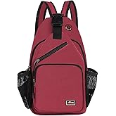 Afreter Crossbody Sling Backpack Men and Women Sling Bag Shoulder Backpack Travel Hiking Chest Bag Daypack (Red)