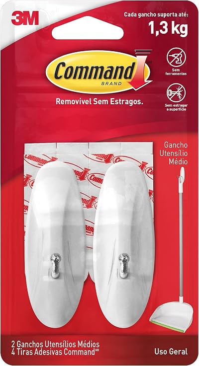 Command 17068 Medium Wire Hooks with Strips Pack of 2 (2 Hooks, 4 Strips)