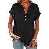 ANRABESS Womens Short Sleeve Henley Tops V Neck Dressy Casual Blouses Summer Trendy Tee Shirts 2026 Vacation Fashion Clothes