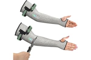 Schwer PRO-SKIN ANSI A6 Cut Resistant Sleeves With 2.0 Detachable Hook and Loop Straps, Non-PFAS, High Risk Cut Protection Arm Sleeve for Thin Skin, Gardening Sleeves, Protective Sleeve for Arms