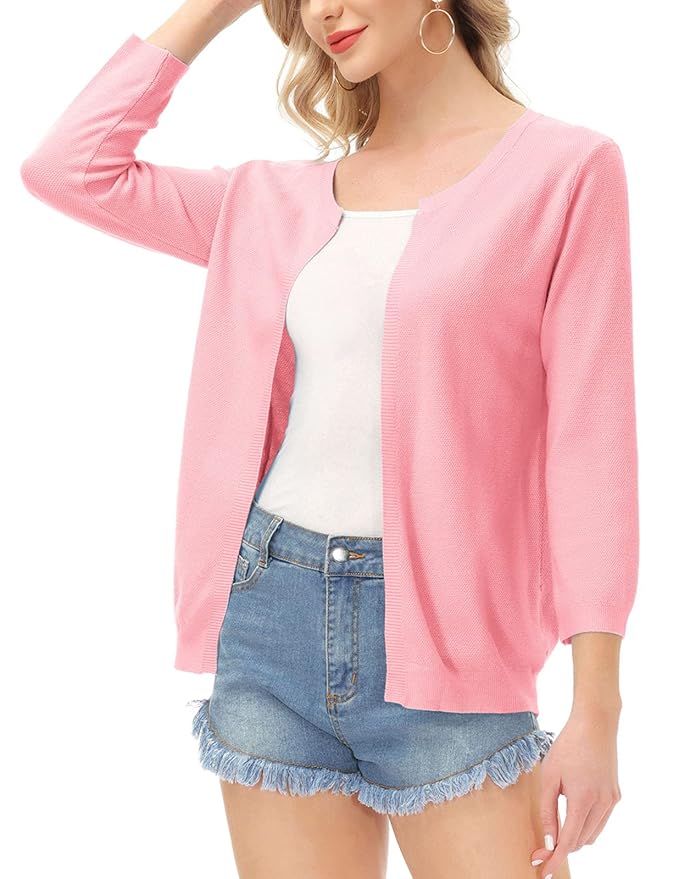 Buy Women Cardigan Summer Sweater Lightweight Long Sleeve Sweaters(Pink