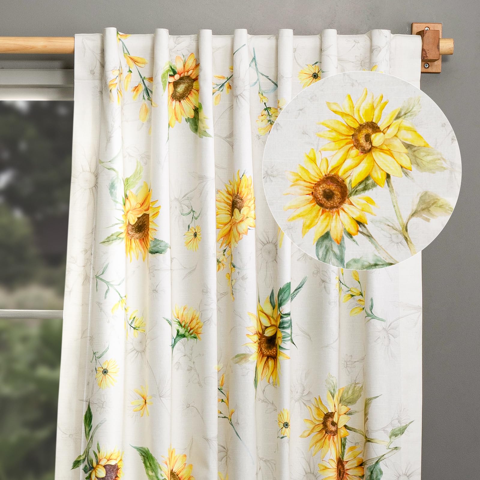 Maison d' Hermine Curtains for Living Room 100% Cotton 108 inch Length One Panel Light Filtering Curtains for Windows with Rod and Loop Pockets Easter Decorations (Candice, 50" W x 108" L) Image