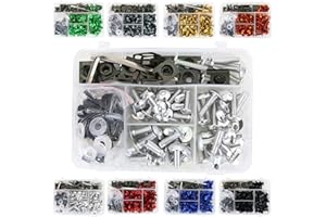 REARACE Universal Motorcycle Fairing Bolt Kits Fit for CRF-R Series, YZ Series, Ninja/ZX Series, GSX/DRZ Series, Fixing Sport Bike Screws, Washers Nuts Clips Assortment (Silver)