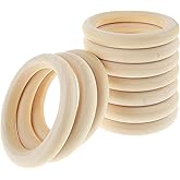 Bremorou 10 Pcs Unfinished Natural Wooden Rings for Crafts 70mm/3 Inch Wooden Rings Macrame Wooden Rings Without Paint for Crafts DIY Pendant Connectors Jewelry Making Macrame Supplies
