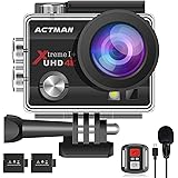 4K 20MP Action Camera 30FPS ACTMAN 40M Underwater Waterproof Camera with 2 Batteries,Dual Microphone,Remote Control, Upgraded