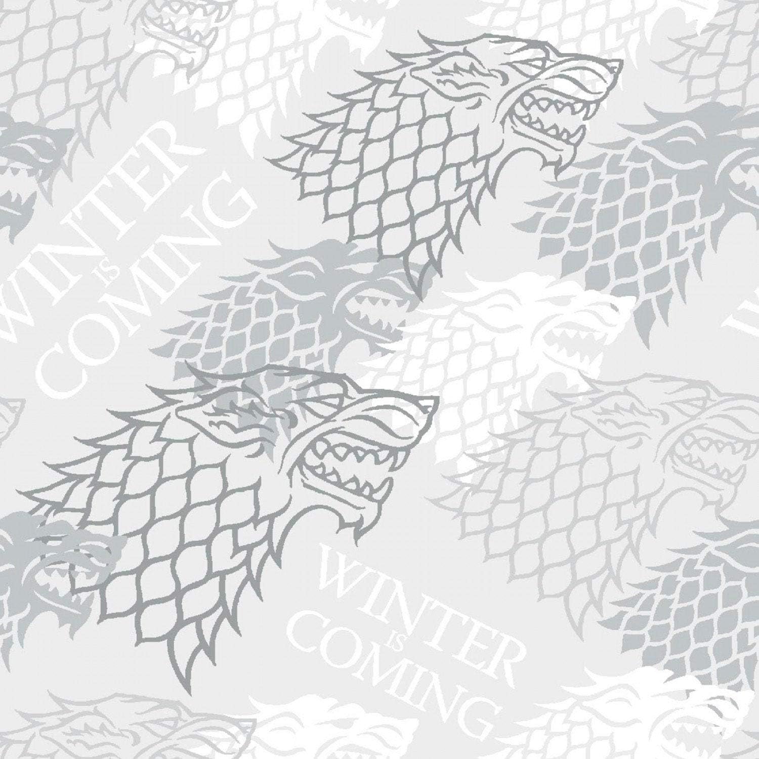 Game of Thrones Fabric GOT Winter is Coming in White from