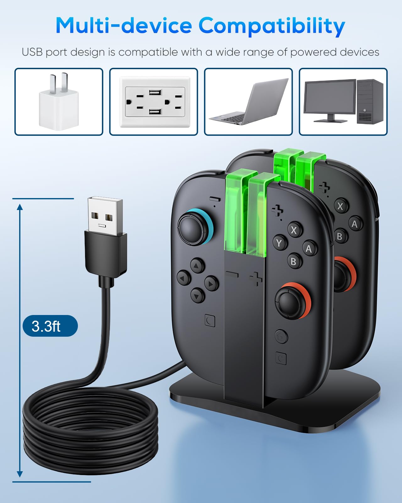 Switch 2 Ladestation für Joy Con 2 (2025) - Kompatibel mit Nintendo Switch 2 Controller Ladestation Zubehör mit LED-Anzeige (Nicht für die Version 2017/OLED) 6