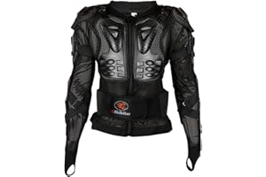 Ridbiker Motorcycle Full Body Armor Protector Removable Racing Jacket Motocross Spine Chest Motocross Protective Shirt (Black, L)