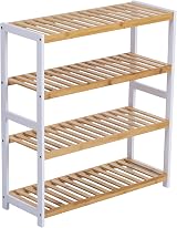 Vencier Bamboo Shoe Rack Natural 4 Tier Easy Assembly Large Capacity
