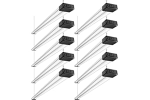 BBOUNDER 10 Pack Linkable LED Shop Light with Reflector, Super Bright 6500K Cool Daylight, 4400 LM, 4 FT, 48 Inch Integrated Fixture for Garage, 40W Equivalent 250W, Surface & Suspension Mount, Black