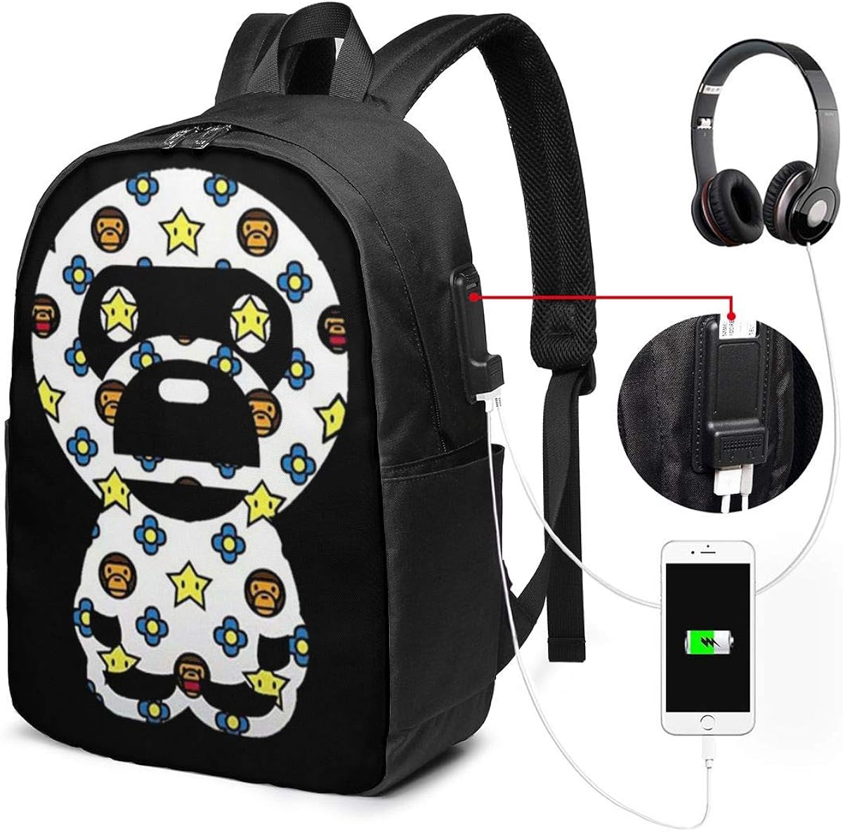 Qucoost Camouflage Fashion Bape Baby Unisex Canvas School Bag