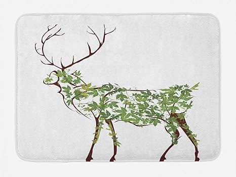 Amazon Com Ambesonne Antlers Bath Mat Designer Deer Illustration