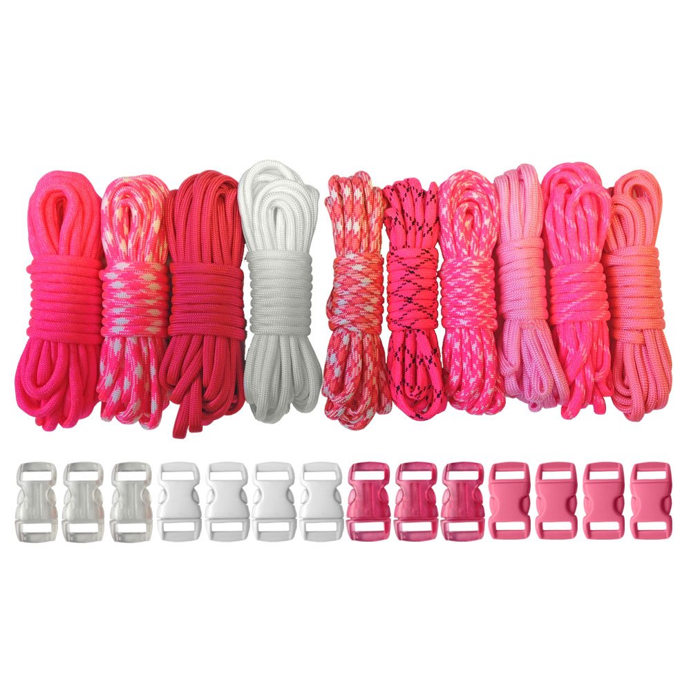 PARACORD PLANET 550 lb Type III Crafting Kits with Buckles, 140', Pink Pride — image 1