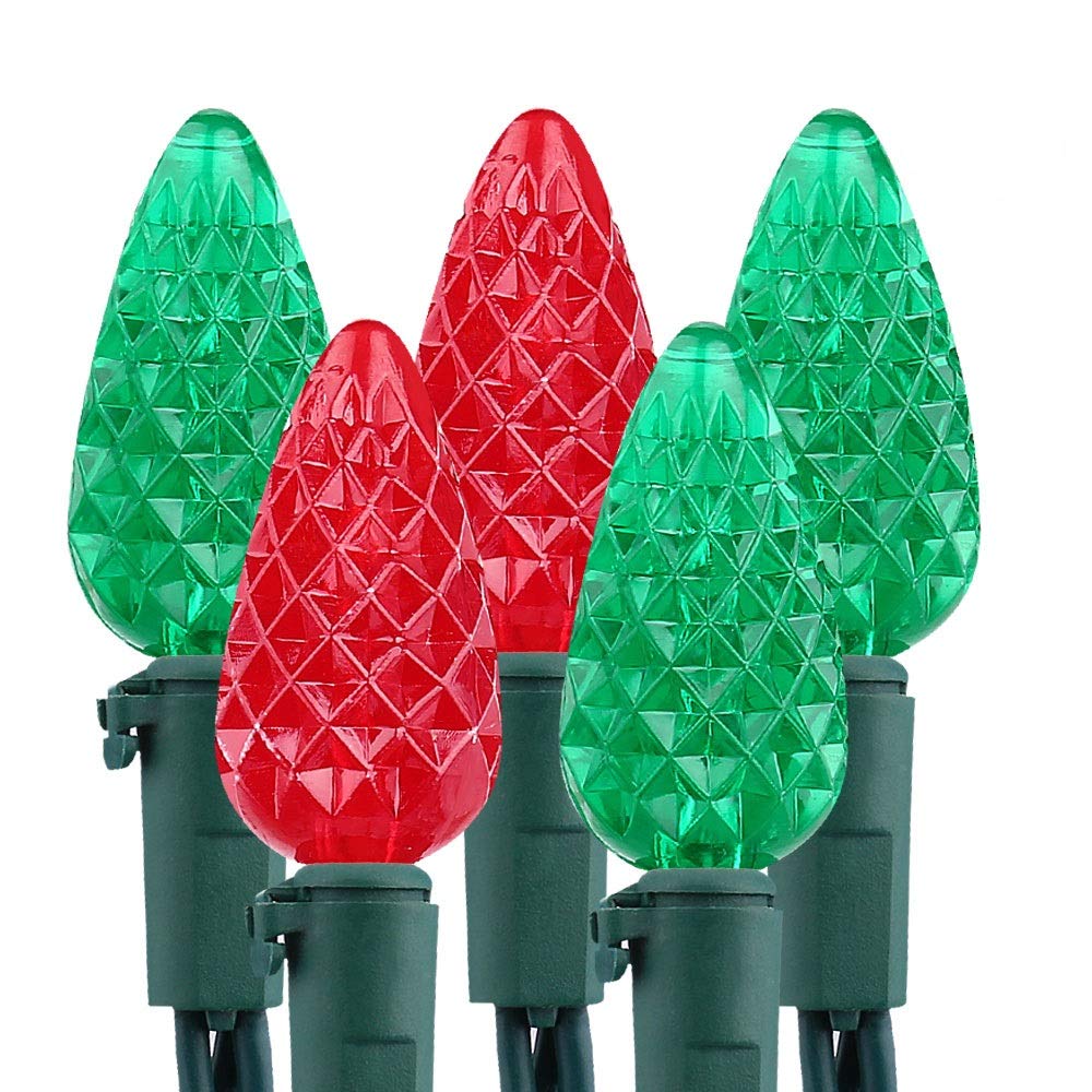 Photo 1 of Brizled Red & Green C5 Christmas Lights, 33ft 100 LED Christmas Lights, Connectable 120V UL Certified Mini Xmas Light String Faceted Xmas Light for Christmas Tree Party Roof Indoor Outdoor Decor