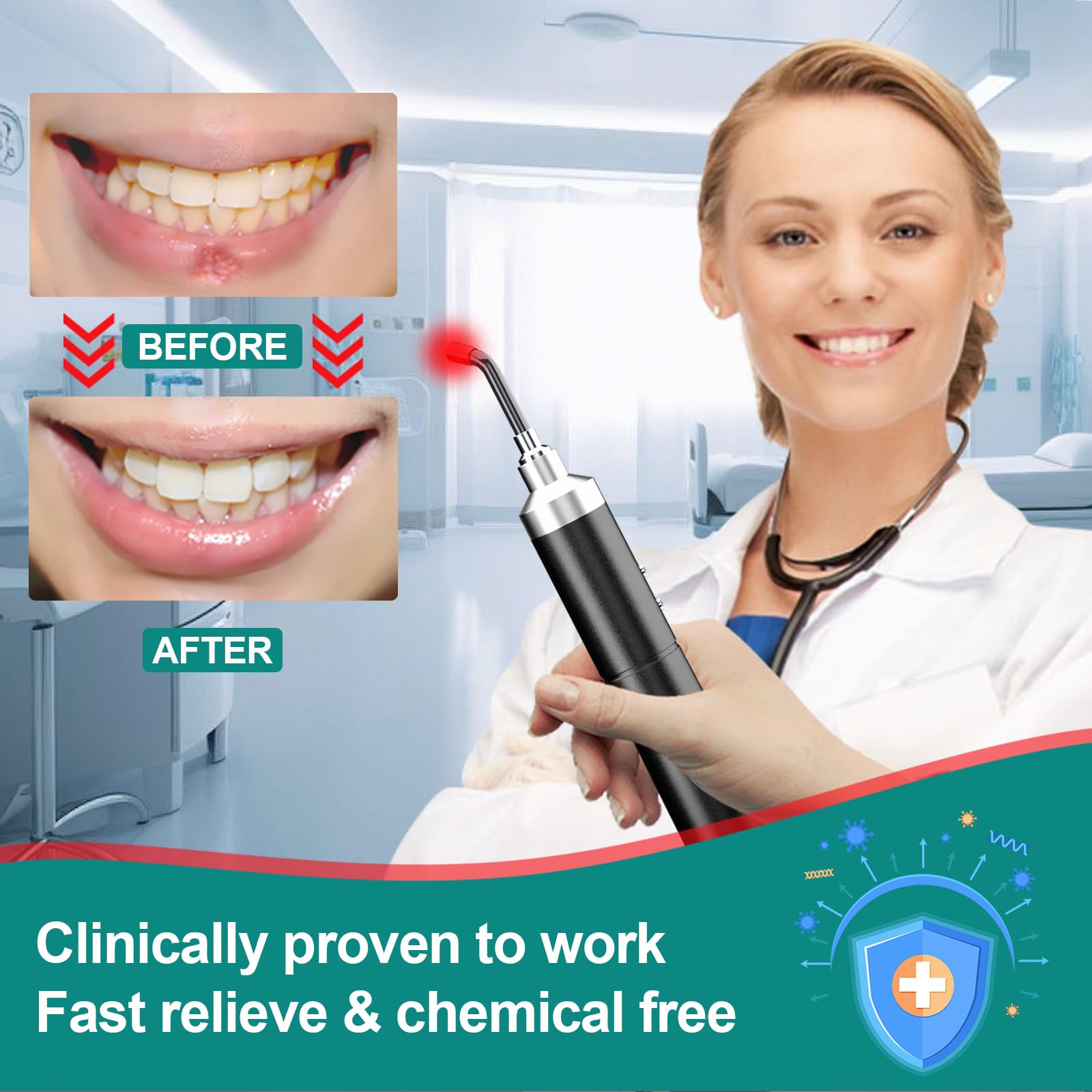 Red Light Therapy Device Red Light Cold SoreCold Sore Canker Sore Treatment Device Infrared Light Therapy for Lips Mouth Nose Ear Knee Feet Hands Joint Muscle Nerve Pain Relief