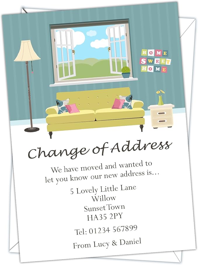 Personalised Change of Address Cards with Free Envelopes (Design Code