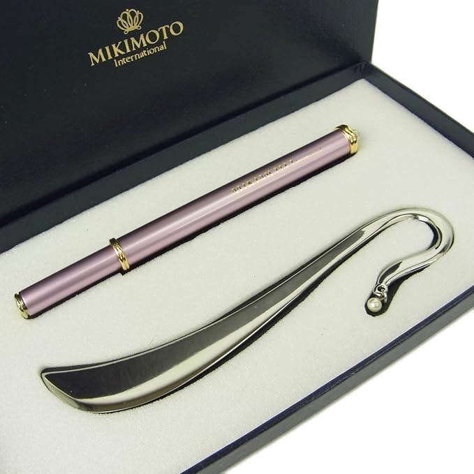 Amazon Co Jp ミキモト インターナショナル Mikimoto パール ボールペン しおり 筆記用具 2点セット 箱付き ピンク シルバー esa 中古 服 ファッション小物