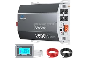 ZETAWALE 48V 2500 Watt Pure Sine Wave Inverter - 48V DC to 110V 120V AC Converter,5000W Peak Power Inverter with 4 AC Outlets,USB Port,Type-C,Remote Control LCD Display for Truck, RV, Vehicles, Solar Off-Grid
