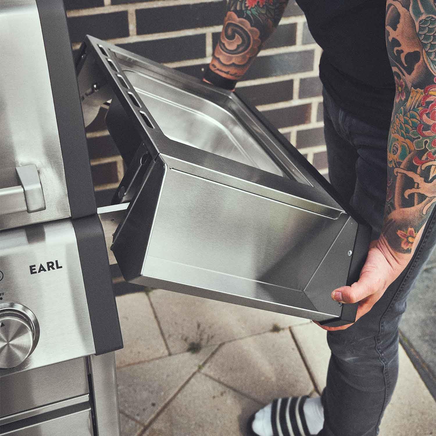 BURNHARD® 4-Brenner Gasgrill Edelstahl inkl. Heckbrenner, mit Gusseisen Grillrost & inkl. stabiler Abdeckhaube, Seitenkochfeld mit Infrarot Keramikbrenner - Big EARL 9