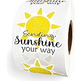 500pcs Sending Sunshine Your Way Stickers, Sun Stickers Roll, Cute Happy Mail Envelopes Seals, Small Business Boutique Handmade Packaging Labels