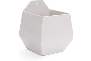 Milltown Merchants Succulent Wall Planters - Wall Vases - White Ceramic Wall Mounted Planters - Succulent Plant Pots - Hanging Vases for Living Wall (1 Pack/Contemporary/White)
