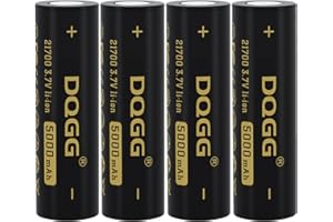 BENKIA 21700 Rechargeable Battery 5000mAh 3.7V Flat Top 4 Pack High Capacity 21700 Batteries Rechargeable for Flashlight