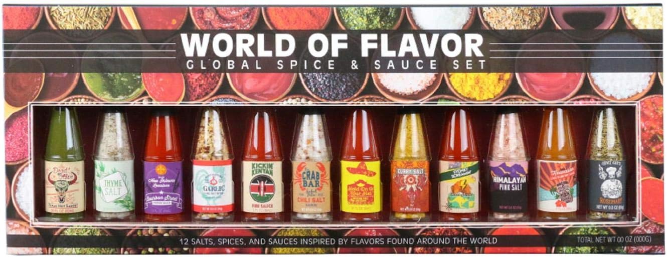 World of Flavour Global Spice and Sauce Set, 12 Salts, Spices and Sauces Inspired by Flavours Found Around The World, 633 g, Multicoloured