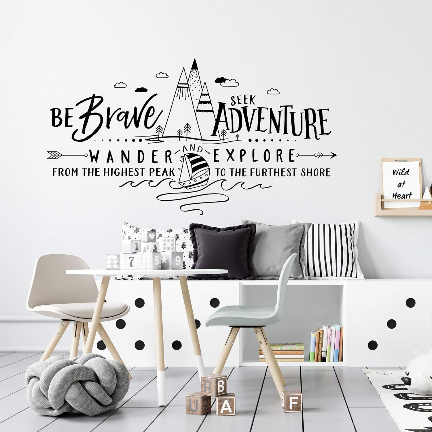 Nacnic Nordic Style Wall Stickers. Mountains with Inspiring Quote Be Brave Seek Adventure. Black Wall Decals with Much Variety to Choose from - Image 4