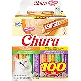 INABA Churu Cat Treats Lickable Tubes, Chicken Variety, 100ct | Squeezable creamy puree, Real chicken, High moisture, Grain-f