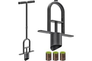 Lifeswell Heavy Duty Long Handled Bulb Planter Tool with Soft Rubber Grip, Garden Sod Plugger for Digging Holes, Turf Repair, Seedling Transplanting